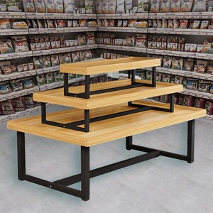 超市中岛柜母婴玩具货架化妆品三层流水促销台堆头活动展示置物架