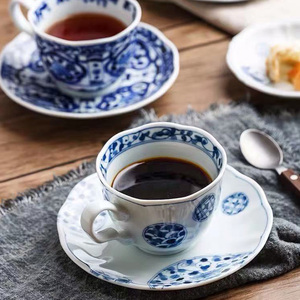日本蓝凛堂咖啡杯 杯碟套装日式进口陶瓷青花下午茶杯红茶杯茶具