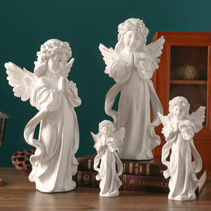 美式复古少女天使摆件石膏人像雕塑树脂北欧家居客厅装饰品小摆设