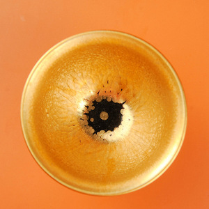 24k金油滴建盏主人杯 名家手作永森小金杯功夫茶具茶盏单杯品茗杯