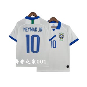 2019巴西国家队美洲杯客场白色足球服印号内马尔复刻成人波衫球衣