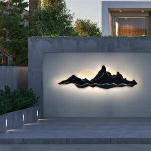 壁灯户外防水庭院观景别墅围墙照壁影壁室外山水背景墙装饰灯园林