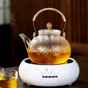 日式玻璃烧水煮茶壶加厚耐热锤纹煮茶器提梁单壶电陶炉泡茶壶套装