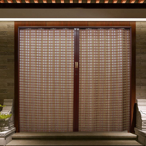 竹移门定制隔断推拉门中式复古家用遮阳遮光茶室卧室推拉式折叠门