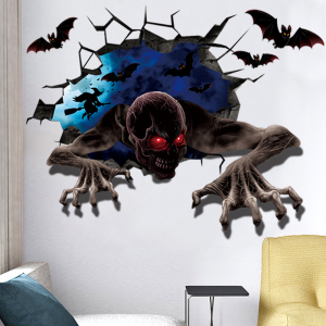 除圣节恐怖吓人贴纸女鬼僵尸墙贴画3d立体可移r万自粘墙纸壁纸