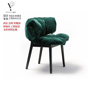 法式新复古实木餐椅布艺休闲创意靠背椅子设计师意式极简家用