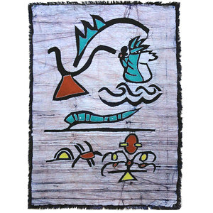 丽江纳西族东巴象形文字图手工y布艺蜡染画家居餐厅客栈特色装饰