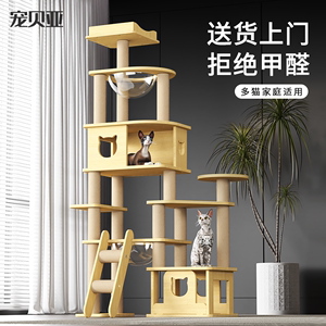 宠贝亚猫爬架猫窝猫树一体太空舱猫爬架子实木通天柱跳台猫咪用品