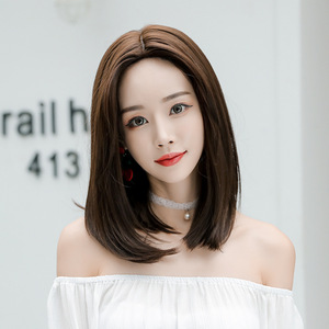 假发女短发中分中长发网红齐肩圆脸长直发减龄修脸自然逼真假发套