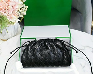 2022bv新款大格子编织小羊皮女包真皮手拿包打结云朵包斜挎单肩包