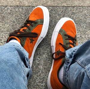 star/匡威one star木村一星橙绿翻毛皮低帮男鞋女鞋帆布鞋161617c