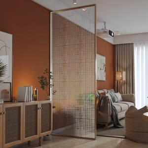 屏风隔断现代简约客厅玻璃玄关艺术玻璃遮挡干湿分离轻奢夹丝玻璃