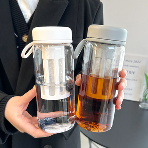 塑料水杯带滤网男女办公室茶水分离泡茶杯子简约创意个性家用水杯