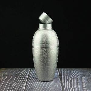 日式birdy磨砂刻花调酒壶复古调酒器英式三段式鸡尾酒雪克壶