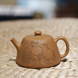 宜兴工艺美术师张重庆陶刻绘宋式人物画执香紫砂壶小品名家泡茶壶
