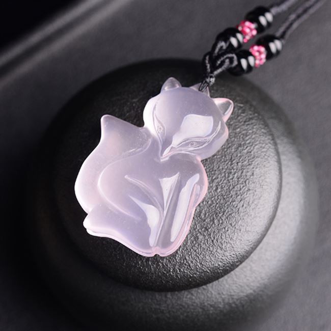 星光粉晶狐狸吊坠粉水晶项链小狐狸魅影双狐催缘吊坠男女同款
