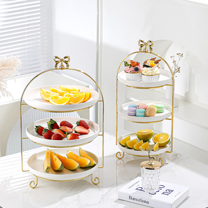 下午茶点心架三层水果托盘蛋糕茶歇摆台英式酒店甜品台摆件展示架