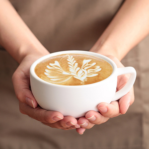 日式泽田专业第三代加厚拉花杯拿铁咖啡杯碟套装陶瓷大容量320ml