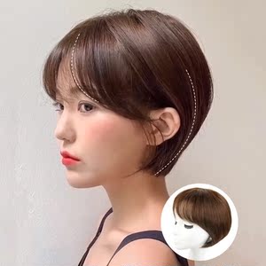 假发女士挂耳超短发波波头真人发丝自然韩式发型全头套圆脸假发套