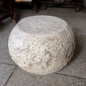 素板鼓凳 墩石 老物件石头座头古墩子 柱 白石老石雕圆形石