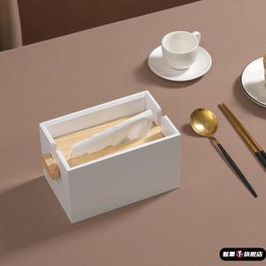 下沉式纸巾盒木制茶室方形创意餐巾纸抽盒家用客厅收纳盒简约桌面