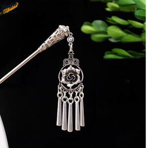 手工复古民族风苗银发簪女盘发步摇流苏簪子简约古典宫廷头饰