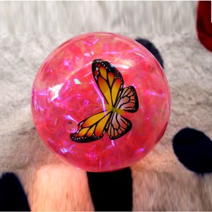 超大号儿童15cm水晶闪光弹力球蝴蝶发光跳跳球夜光透明益智玩具球