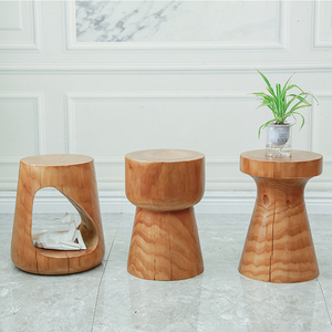 北欧原木凳子木墩子树桩酒店置物架矮墩民宿家用圆凳创意摆件茶几