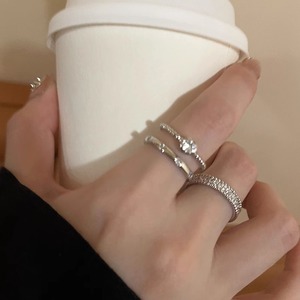 素圈锆石开口戒指套装女小众设计高级感食指戒简约冷淡风指环学生