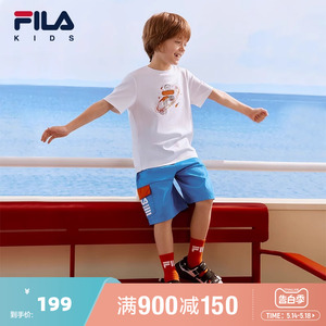 【丝柔棉】FILA斐乐儿童上衣2024夏季新款小童男女童短袖星球T恤