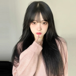 假发女长发全头套式空气刘海黑长直自然全头仿真发网红中长假发套