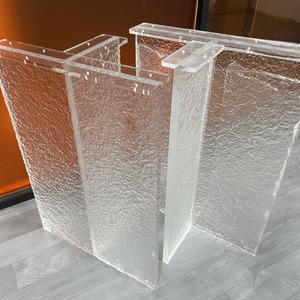 高透明亚克力桌腿桌脚石头纹定制加工抛光厚板吧台茶几水波纹悬浮