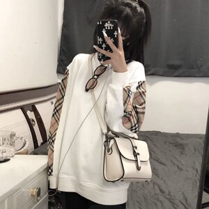 精神小妹衣服网红社会女格子长袖宽松韩版秋季卫衣学生韩版上衣潮