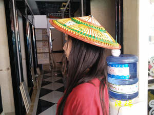 000人付款淘宝少数民族舞蹈帽子女表演道具竹编斗笠腰傣族节目六一