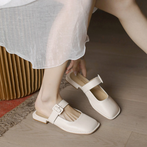 平底单鞋女拖鞋真皮