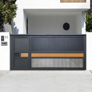 handu 汉都日式极简现代风别墅庭院大门平移对开电动智能铝艺合金