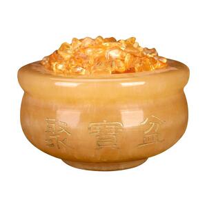 然米黄玉件聚宝盆摆玉石udu天客元宝玉器家居厅玉雕装饰工艺礼品