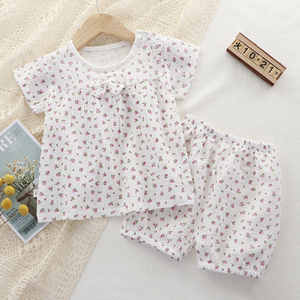 婴儿衣服夏季薄款可爱休闲纯棉纱布短袖短裤两件套一岁女宝宝睡衣