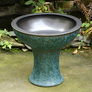 陶瓷鱼缸景德镇瓷底座创意金鱼缸高脚水浅乌龟缸睡莲碗莲养鱼养花