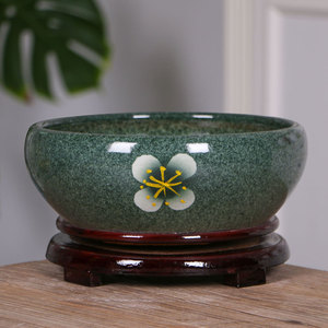 陶瓷鱼缸桌面客厅小型乌龟缸古法养青鳉金鱼缸专用铜钱草盆水培盆