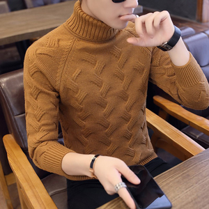 高领毛衣男韩版潮流复古编织针织打底衫个性帅气男士保暖冬季上衣