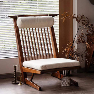 日式中古实木中岛乔治躺椅诧寂风家用单人阳台休闲靠背沙发椅子