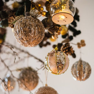 掬涵雪景球圣诞树吊球节日装饰品挂饰摆件商场橱窗场景布置diy木