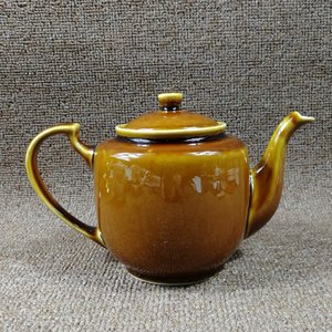 达堂一把初期酱釉瓷老茶壶 厂货外销瓷壶 50/60年代老物件旧物品