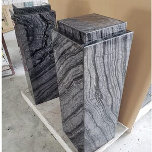 天然石材古木纹大理石底座装饰艺术品配饰银白龙摆台展示基座