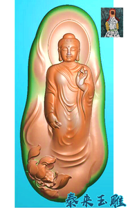 随型莲花站佛如来佛祖挂件精雕图浮雕玉雕灰度图jdpbmp电脑雕刻图