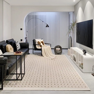 客厅地毯奶油白色简约家居卧室侘寂风毛地垫免洗轻奢家用沙发毯子