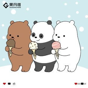 webarebears咱们裸熊三只熊t恤女周边闺蜜装ins潮三人姐妹装短袖