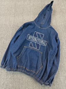 美潮重磅牛仔丹宁stu嘻哈西海岸hiphop街舞连帽卫衣外套斯图西