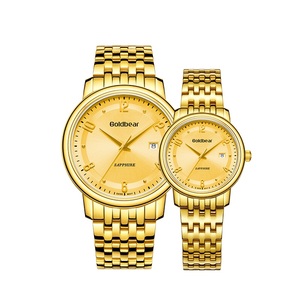 金熊金表goldbear纯金999瑞士机芯石英表情侣表奢华黄金手表8811
